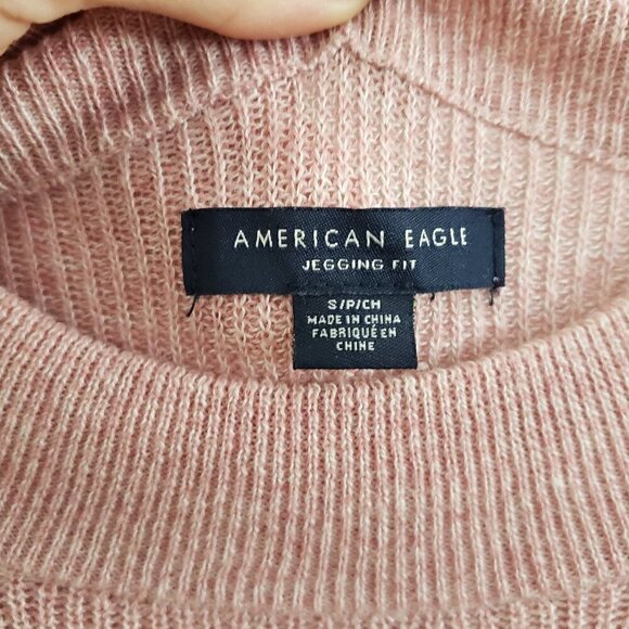 American Eagle Outfitters Oversized Jegging Fit Stripe Sweater Sz S Pink Grey - Picture 4 of 10